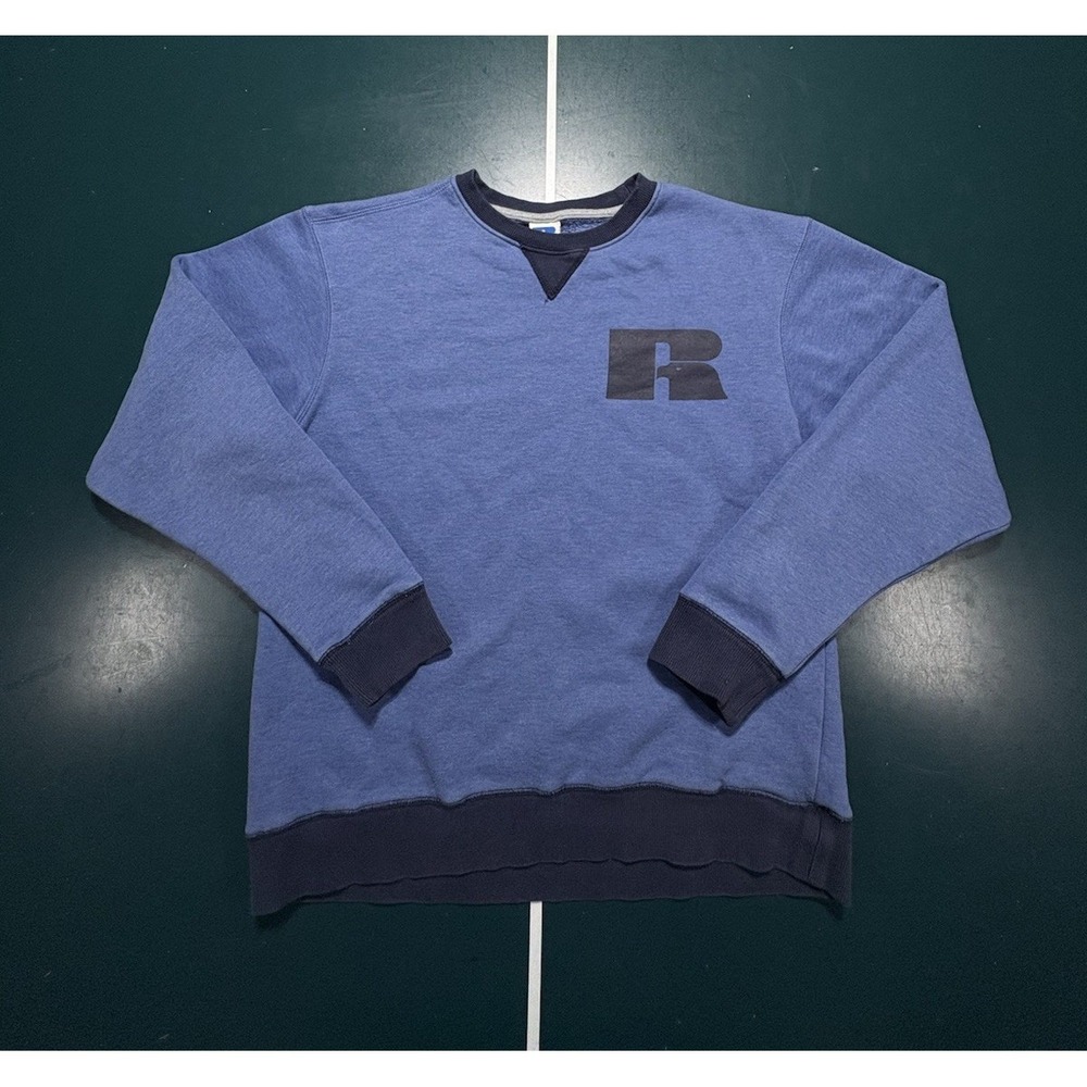 Vintage Russell Athletic Crewneck Sweatshirt Men's Small Light Blue Two Tone 90s
